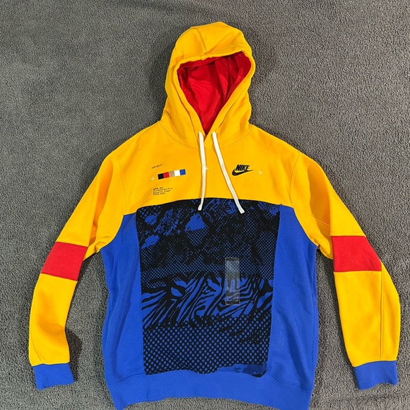 NIKE Just Do It (Blue/Yellow) Hoodie Men's Large